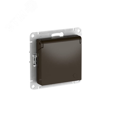 ATLASDESIGN РОЗЕТКА с заземлением со шторкой с крышкой, 16А,IP20, быстрозажимные клеммы, МОККО - фото 1