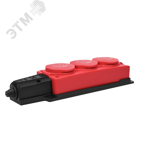 MultiSet Колодка 3х розетка 2К+З каучуковая 16А/250В IP44 Красная - фото 3