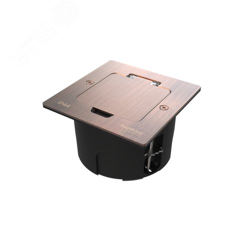 Лючок MultiDeS на 2 модуля IP44 с монтажной коробкой для стены фальшпола стола МЕДЬ тип MDK20 - фото 1