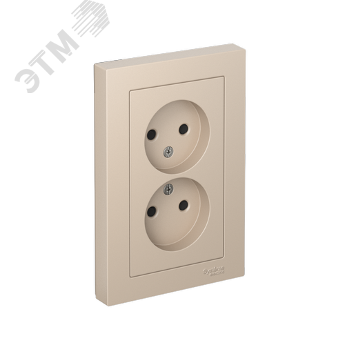 Изображение товара ATLASDESIGN РОЗЕТКА двойная без заземления со шторками,16А, в сборе, ПЕСОЧНЫЙ (шт)