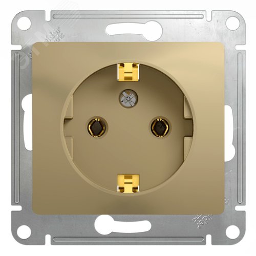 GLOSSA Розетка с заземлением в рамку титан - фото 1