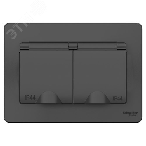 BLANCA скрытой установки IP 44 розетка двойная с заземлением со шторками, 16А, 250В, антрацит - фото 5