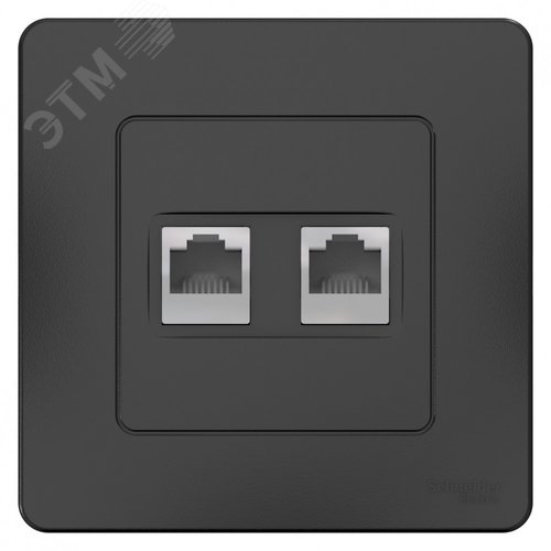 BLANCA скрытой установки розетка двойная компьютерная RJ45, антрацит - фото 3