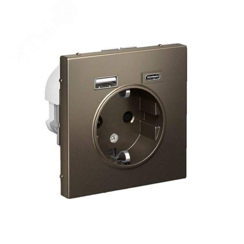 ARTGALLERY розетка 16А с 2 USB A+C, 5В/2,4А/3,0А, 2х5В/1,5А, механизм, мокко - фото 2