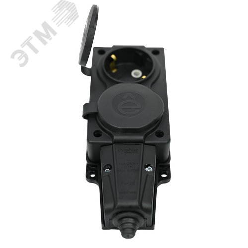 Колодка 2х розетка двойная 2К+З каучуковая        16А/250В IP44 Чёрная MultiSet - фото 4