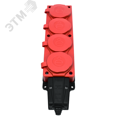 MultiSet Колодка 4х розетка 2К+З каучуковая 16А/250В IP44 Красная - фото 2