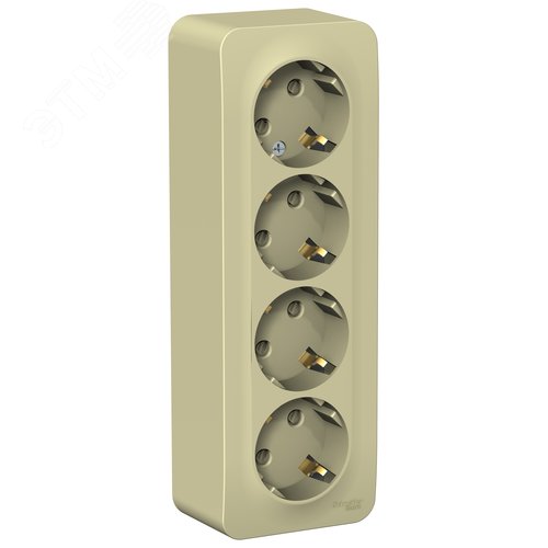 Розетка открытой установки BLANCA четырехпостовая с заземлением со шторками, с изолирующей пластиной, 16А, 250В, бежевый - фото 7