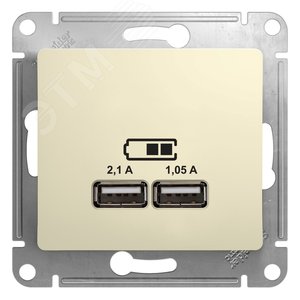 Розетка GLOSSA USB 5В/2100мА 2х5В/1050мА механизм бежевый