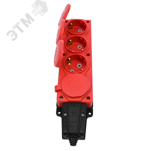 MultiSet Колодка 4х розетка 2К+З каучуковая 16А/250В IP44 Красная - фото 4