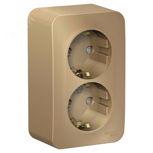 Изображение товара BLANCA Розетка наружная двойная с заземлением со шторками, 16А, 250В, титан (шт)