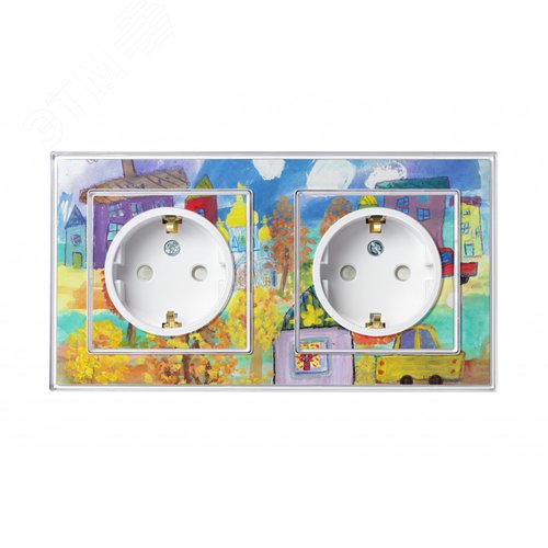 Розетка ATLASDESIGN Art с заземлением со шторками 16А механизм прозрачный с возможностью установки  персонального изображения - фото 9