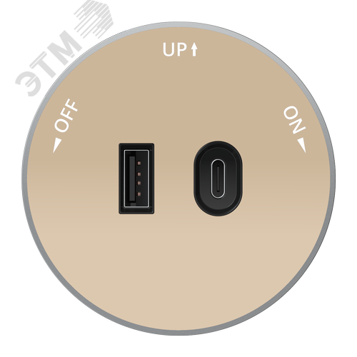 Изображение товара MultiTrack Розетка 2хUSB (тип А+С) 18Вт, 5В/3А Песочный (шт)