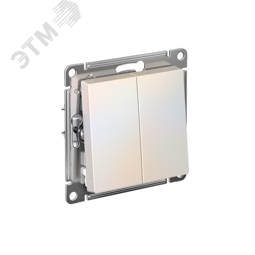 Изображение товара Переключатель двухклавишный ATLASDESIGN схема 6 10АХ механизм жемчуг (шт)