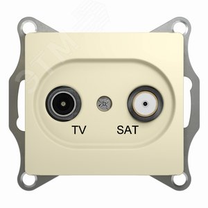 GLOSSA Розетка телевизионная TV-SAT проходная в рамку 4дБ бежевая GSL000298 Systeme Electric - 3