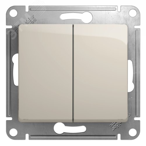 Изображение товара GLOSSA выключатель 2-клавишный сх.5 молочный (шт)