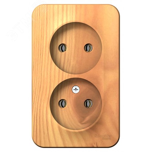BLANCA розетка наружная двойная без заземлением без шторок с изолирующей пластиной, 16а, 250в, ясень - фото 3