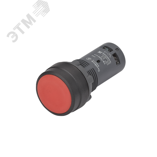 Изображение товара Кнопка моноблочная 22мм красная с фиксацией, пластик, 1НО+1НЗ, IP65 SB7 (шт)