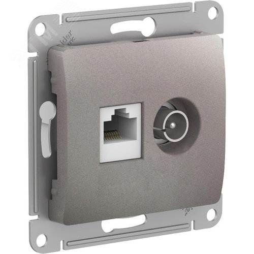 Изображение товара GLOSSA РОЗЕТКА двойная ТВ + компьютерная RJ45, кат. 5Е, ПЛАТИНА (шт)
