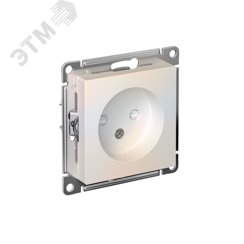 Розетка ATLASDESIGN без заземления со шторками 16А механизм жемчуг - фото 1