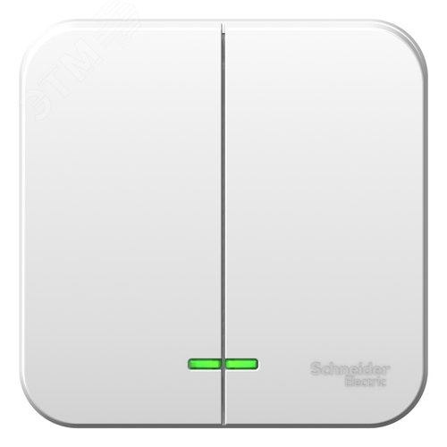 Выключатель наружный двухклавишный BLANCA (cх.5) с подсветкой, 10A, 250B, белый - фото 2