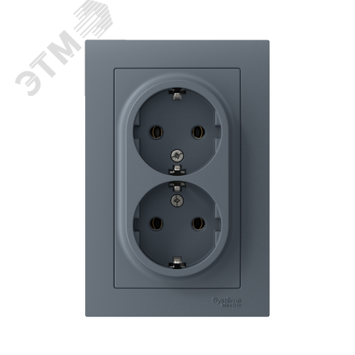 Розетка ATLASDESIGN двойная с заземлением 16А в сборе грифель - фото 5