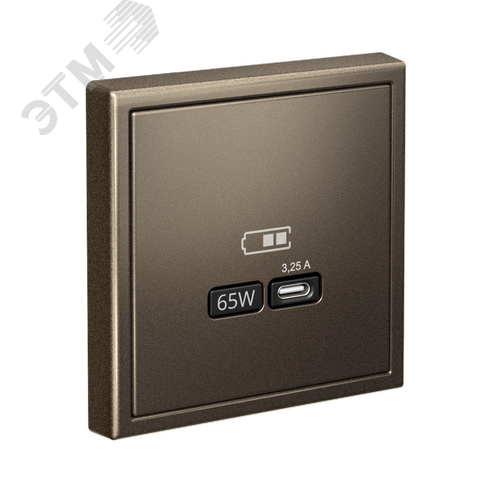 ARTGALLERY USB розетка тип-С 65Вт высокоскор.заряд. QC, PD, механизм, мокко - фото 4