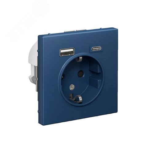 ARTGALLERY розетка 16А с 2 USB A+C, 5В/2,4А/3,0А, 2х5В/1,5А, механизм, аквамарин - фото 2