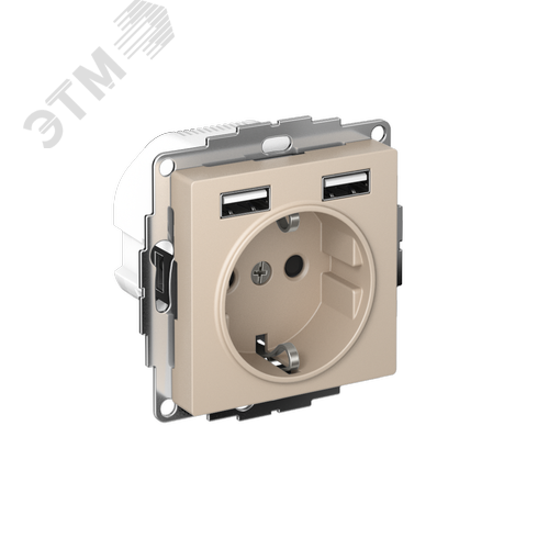 Изображение товара ATLASDESIGN РОЗЕТКА 16А c 2 USB A+A, 5В/2,4А, 2х5В/1,2А, механизм, ПЕСОЧНЫЙ (шт)