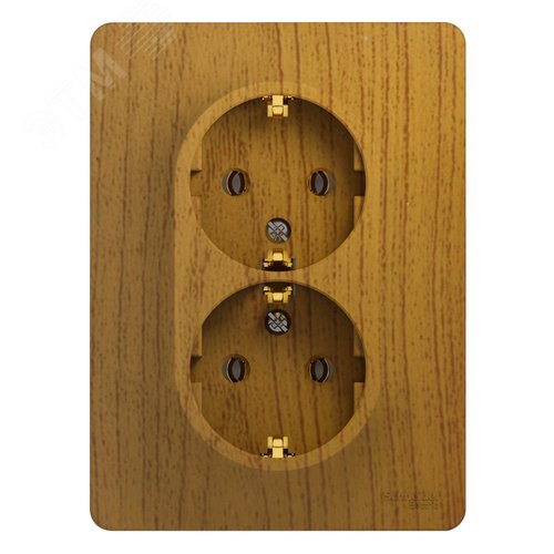 Изображение товара GLOSSA Розетка двойная с заземлением в сборе дуб (шт)