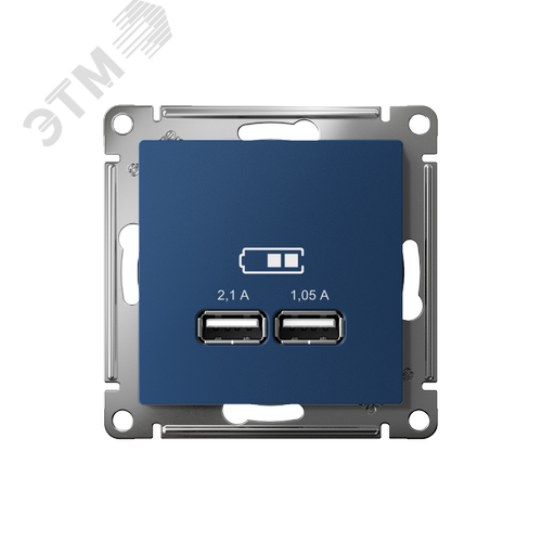 ATLASDESIGN USB РОЗЕТКА A+A, 5В/2,1 А, 2х5В/1,05 А, механизм, АКВАМАРИН - фото 2