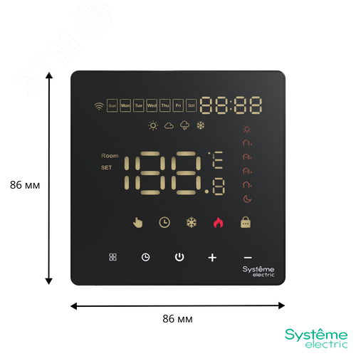 ARTGALLERY ТЕРМОСТАТ программируемый с Wi-Fi для электрического теплого пола, 16 А, моноблочный, ЧЕРНЫЙ - фото 10