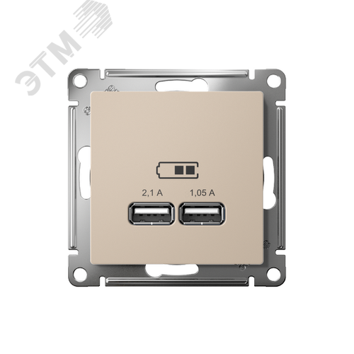 ATLASDESIGN USB РОЗЕТКА A+A, 5В/2,1 А, 2х5В/1,05 А, механизм, ПЕСОЧНЫЙ - фото 2