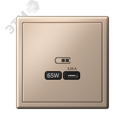 ARTGALLERY USB розетка тип-С 65Вт высокоскор.заряд. QC, PD, механизм, песочный - фото 5