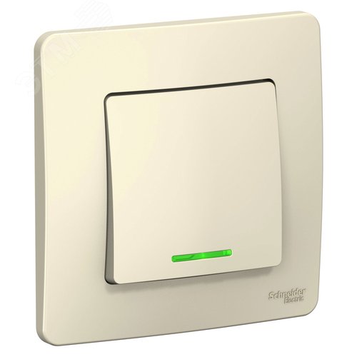 BLANCA скрытой установки одноклавишный выключатель (cх.1) с подсветкой, 6A, 250B, молочный - фото 1