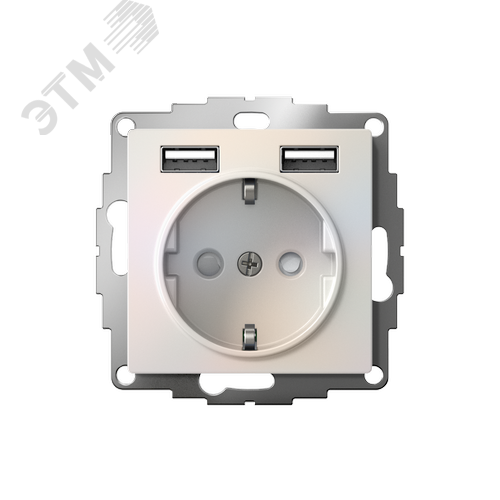 РОЗЕТКА ATLASDESIGN 16А c 2 USB A+A, 5В/2,4А, 2х5В/1,2А, механизм, ЖЕМЧУГ - фото 2