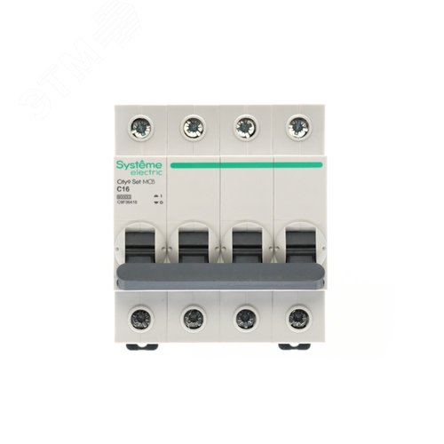 Выключатель автоматический четырехполюсный (АВ) С 16А 4P 6kA 400В City9 Set - фото 2