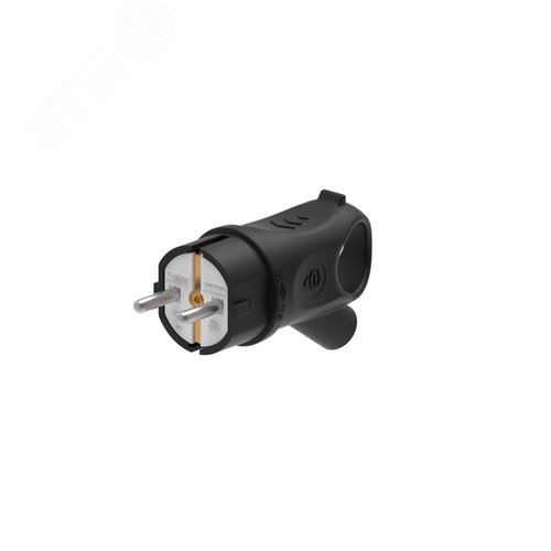 Вилка 2К+З угловая каучуковая 16А/250В IP44 Чёрная MultiSet - фото 1
