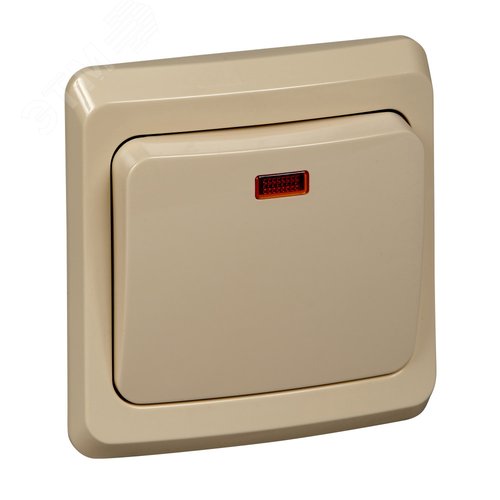 Изображение товара ЭТЮД Выключатель одноклавишный скрытый с подсветкой бежевый сх.1 (шт)