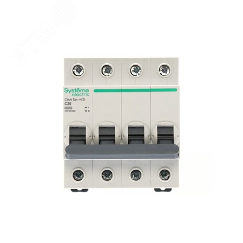 Выключатель автоматический четырехполюсный (АВ) С 20А 4P 6kA 400В City9 Set - фото 2
