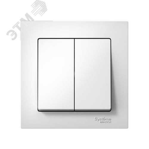 Выключатель двухклавишный ATLASDESIGN схема 5 10АХ в сборе белый - фото 2