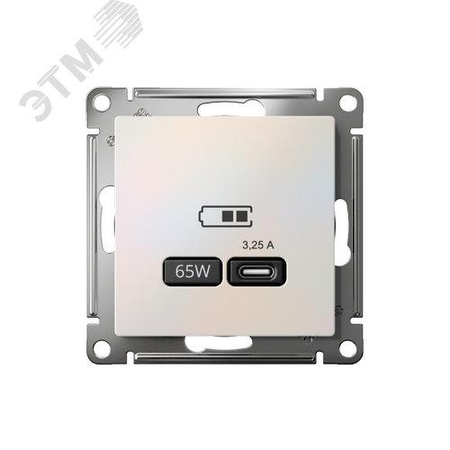 ATLASDESIGN USB РОЗЕТКА тип-C 65W высокоскор.заряд. QC, PD, механизм, ЖЕМЧУГ - фото 2