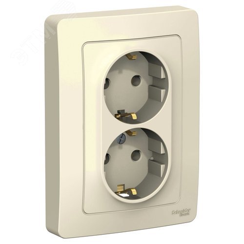 Изображение товара BLANCA скрытой установки розетка двойная с заземлением без шторок, 16А, 250В, молочный (шт)