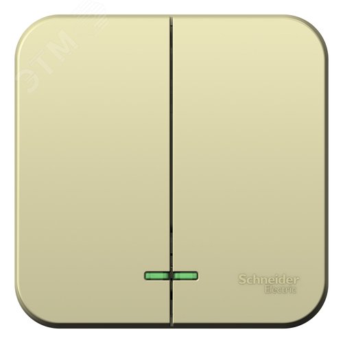 Выключатель BLANCA открытой установки двухклавишный (cх.5) с изолирующей пластиной и подсветкой, 10А, 250B, бежевый - фото 6