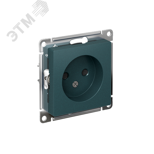 Розетка ATLASDESIGN без заземления со шторками 16А механизм изумруд - фото 1