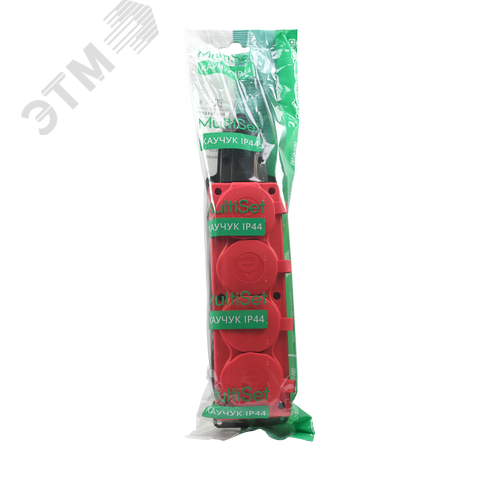 MultiSet Колодка 4х розетка 2К+З каучуковая 16А/250В IP44 Красная - фото 8