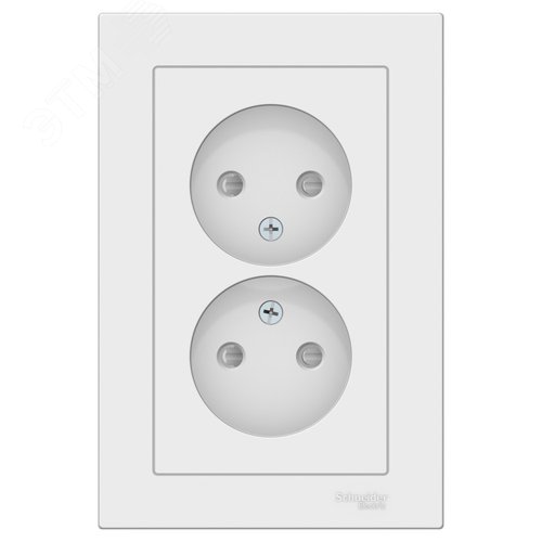 ATLASDESIGN РОЗЕТКА двойная без заземления со шторками,16А, в сборе, ЛОТОС - фото 3