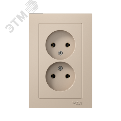 ATLASDESIGN РОЗЕТКА двойная без заземления,16А, в сборе, ПЕСОЧНЫЙ - фото 3