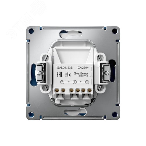 ARTGALLERY 2-клавишный ВЫКЛЮЧАТЕЛЬ с подсветкой, сх.5а, 10АХ, механизм, быстрозажимные клеммы, АКВАМАРИН - фото 2