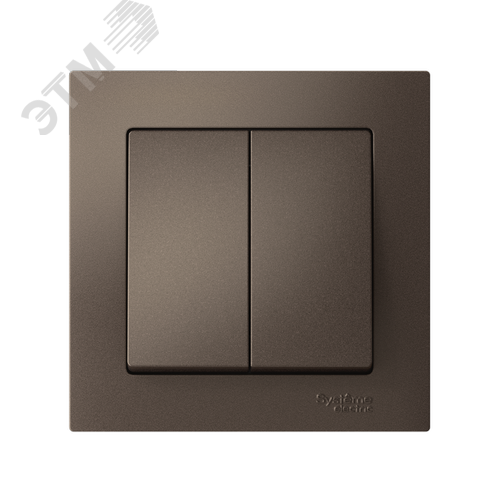 Выключатель двухклавишный ATLASDESIGN схема 5 10АХ в сборе мокко - фото 2