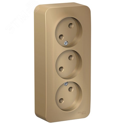 Изображение товара Розетка BLANCA наружная трехпостовая, без заземления, без шторок, с изолирующей пластиной, 16А, 250В, титан (шт)